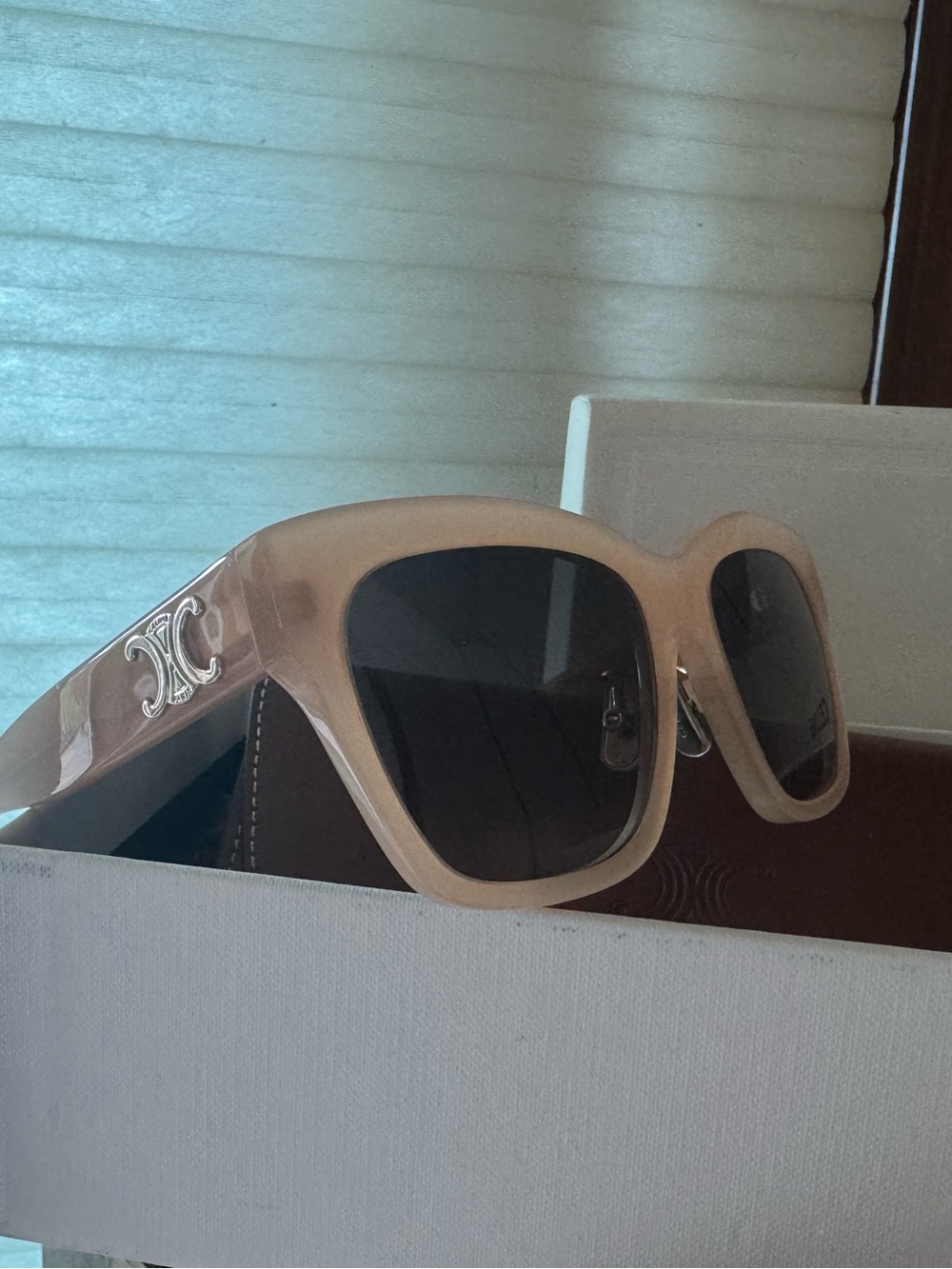 Celine Women's Cream Square Sunglasses with Dark Lenses